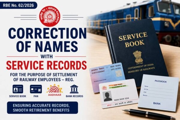 RBE No. 62/2026: Correction of names in Service Records for the purpose of settlement of Railway employees